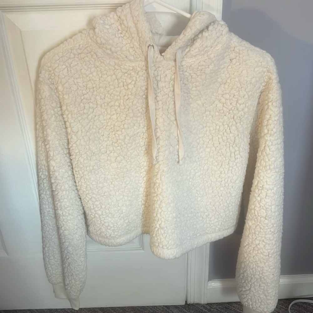 White Mini Cropped Hoodie